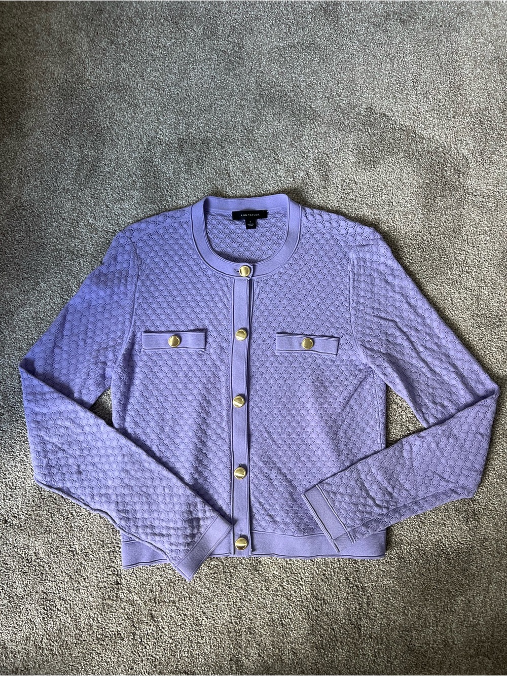 Ann Taylor Lavender Knit Button Cardigan